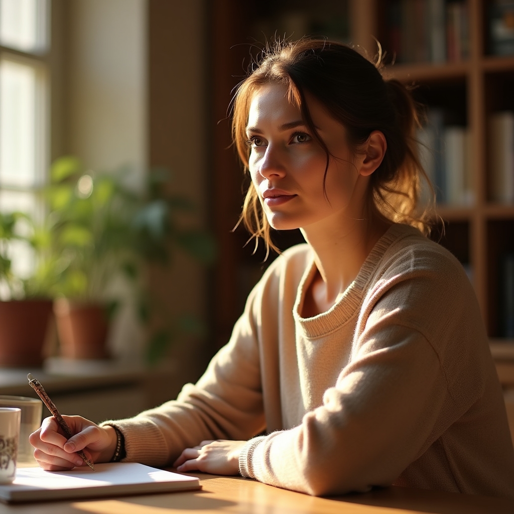 Introvertní profesionál pracující soustředěně u stolu
